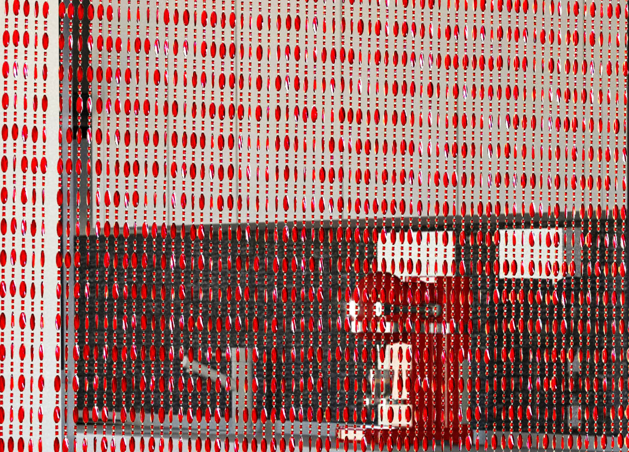 Tenda Antimosca Antirumore Catenella Perline A Caduta Pannello Porta Finestra Casa Rosso - 100x200 - Rosso