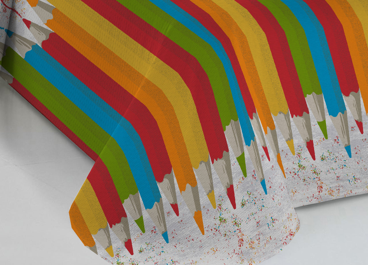 Copriletto Piquet Primavera Estate 100% Cotone Disegno Matitoni - Piazza e Mezza - Arancio