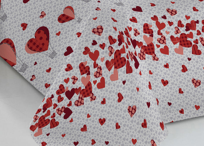 Copriletto Piquet Primavera Estate 100% Cotone Disegno Mongolfiera - Matrimoniale - Rosso