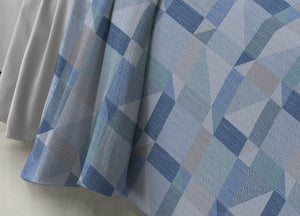 Copriletto Piquet Primavera Estate 100% Cotone Disegno 7879 Atene - Singolo - Azzurro