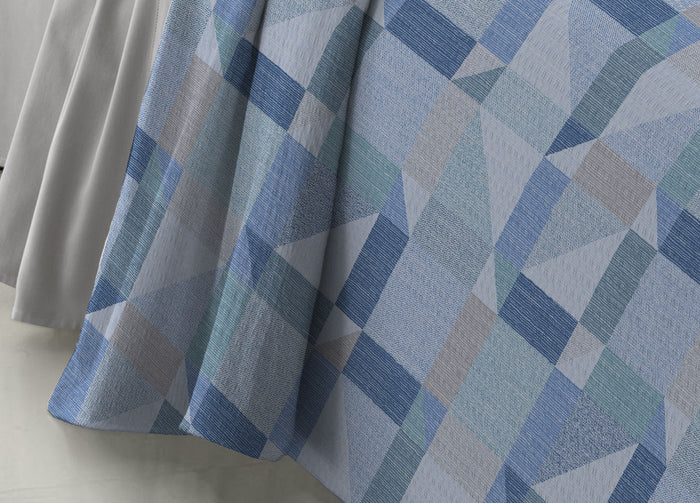 Copriletto Piquet Primavera Estate 100% Cotone Disegno 7879 Atene - Singolo - Azzurro