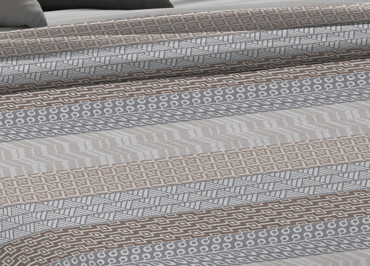 Copriletto Piquet Primavera Estate 100% Cotone Disegno Azteco - Piazza e Mezza - Beige