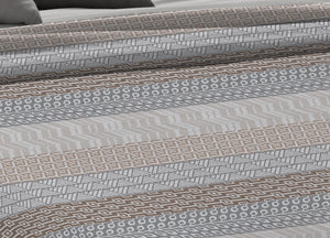 Copriletto Piquet Primavera Estate 100% Cotone Disegno Azteco - Piazza e Mezza - Beige