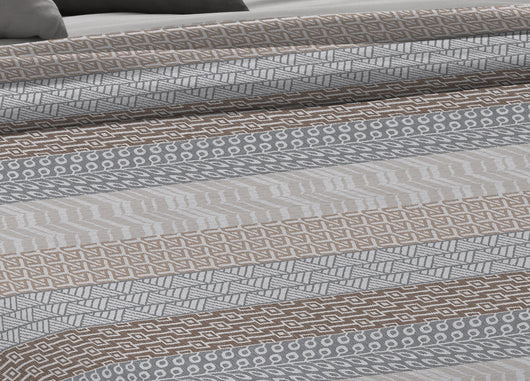 Copriletto Piquet Primavera Estate 100% Cotone Disegno Azteco - Piazza e Mezza - Beige