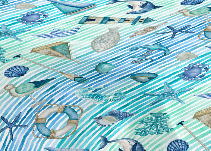 Copriletto Piquet Primavera Estate 100% Cotone Disegno Mare 25GI - Piazza E Mezza - Mare 25GI