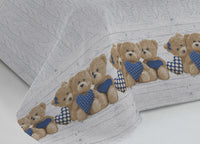 Copriletto Piquet Primavera Estate 100% Cotone Disegno New Orsetti - Singolo - Blu