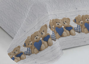 Copriletto Piquet Primavera Estate 100% Cotone Disegno New Orsetti - Singolo - Blu