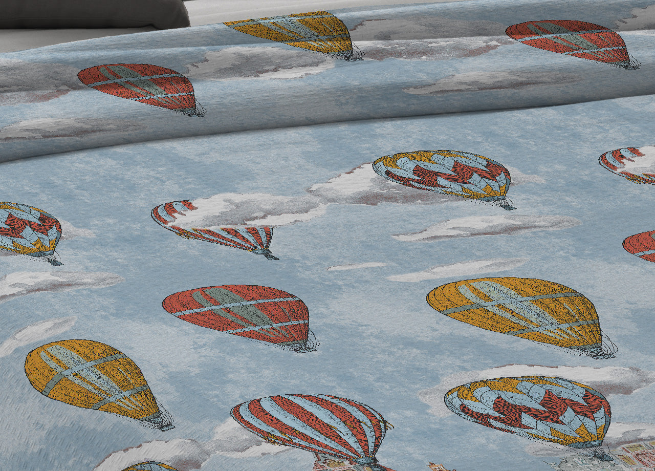 Copriletto Piquet Primavera Estate 100% Cotone Disegno Volare - Piazza e Mezza - Arancio