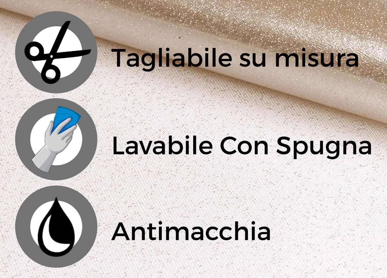 Tovaglia Natalizia Antimacchia Plastificata PVC Trasparente Oro Proteggi Tavolo - 140x160 - Oro