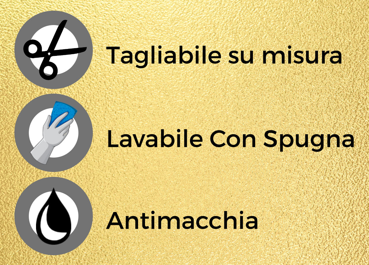 Tovaglia Natalizia Antimacchia Plastificata PVC Glitter Oro Proteggi Tavolo Natale - 140x500 - Glitter Oro