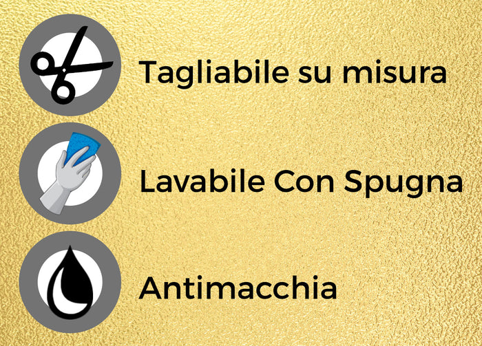 Tovaglia Natalizia Antimacchia Plastificata PVC Glitter Oro Proteggi Tavolo Natale - 140x500 - Glitter Oro