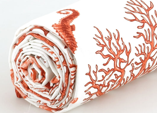 Telo Arredo Granfoulard Copritutto Cotone Made Italy Vari Disegni Arredatutto Copriletto Multiuso - 2 Piazze - Corallo Arancio