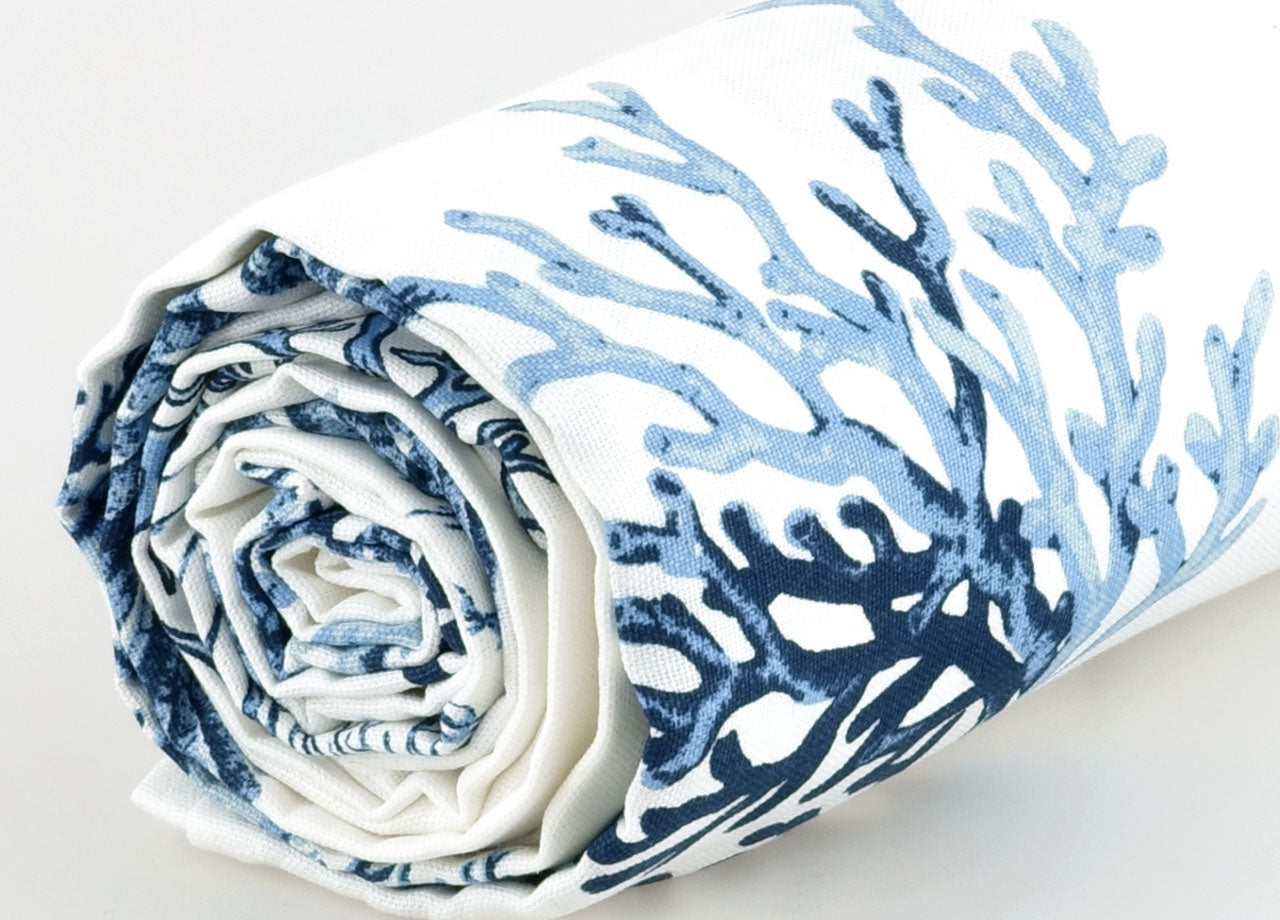 Telo Arredo Granfoulard Copritutto Cotone Made Italy Vari Disegni Arredatutto Copriletto Multiuso - 2 Piazze - Corallo Blu