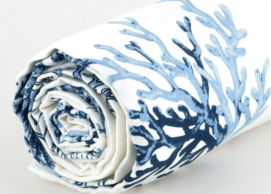 Telo Arredo Granfoulard Copritutto Cotone Made Italy Vari Disegni Arredatutto Copriletto Multiuso - 2 Piazze - Corallo Blu