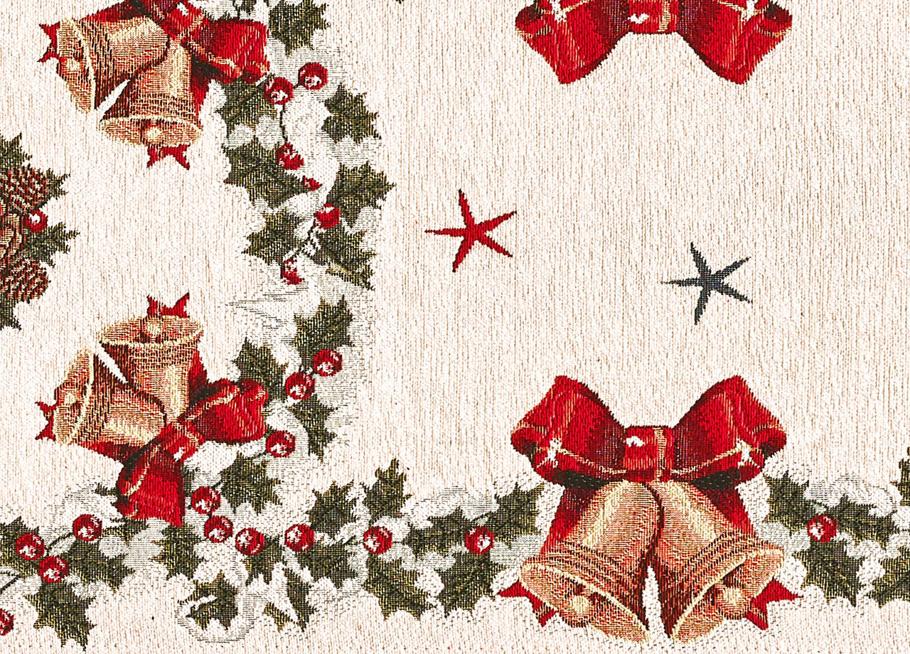 Tovaglia Centrino Runner Tavolo Fantasie Natalizie Centrotavola Cinigliato Made Italy - 40x180 - Babbo Natale