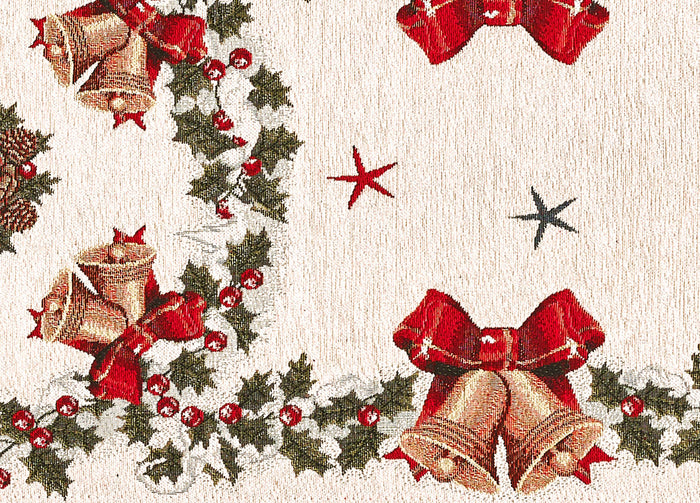 Tovaglia Centrino Runner Tavolo Fantasie Natalizie Centrotavola Cinigliato Made Italy - 40x180 - Babbo Natale