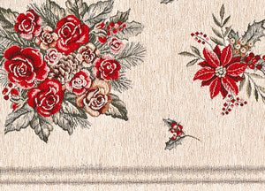 Tovaglia Centrino Runner Tavolo Fantasie Natalizie Centrotavola Cinigliato Made Italy - 40x130 - Bouquet Candela