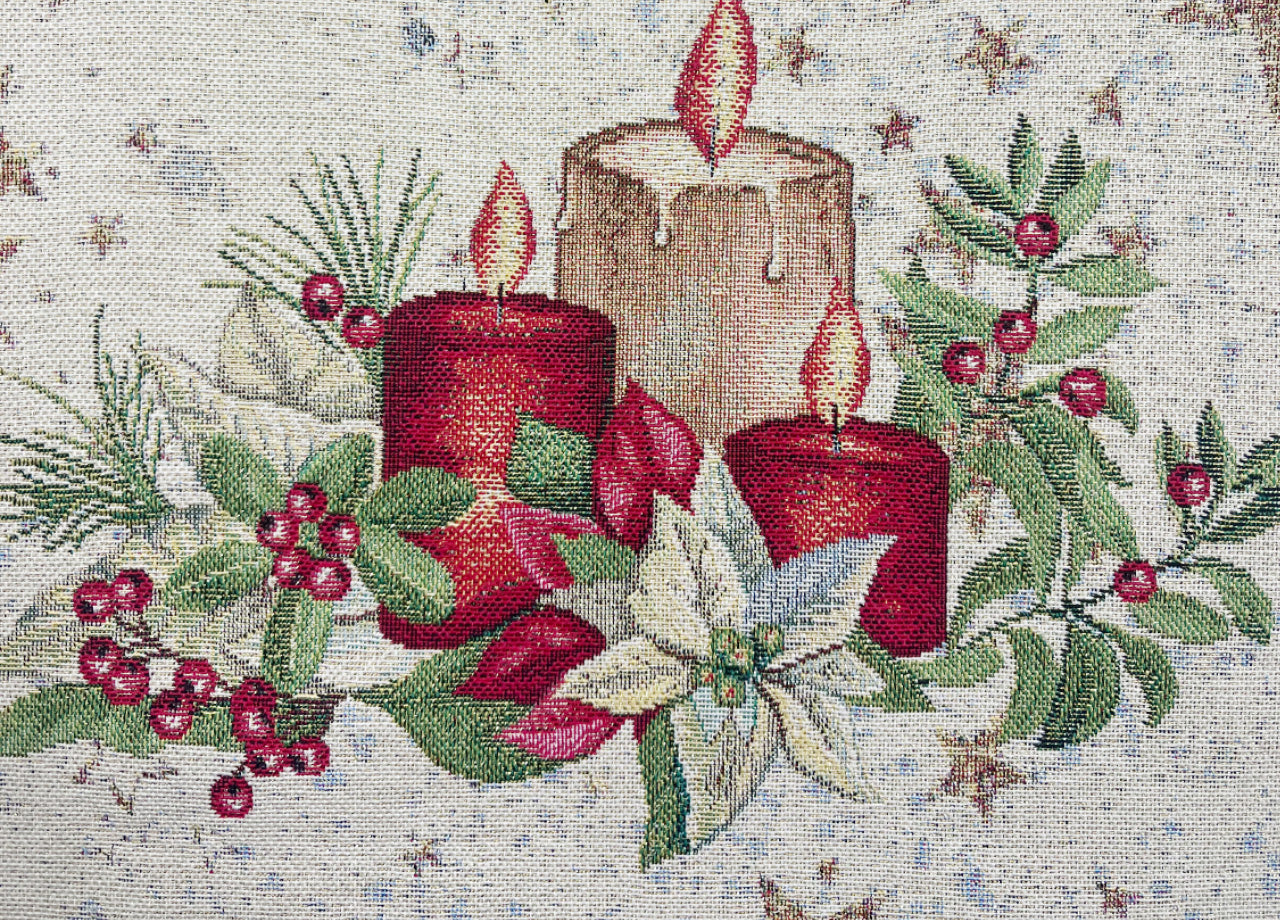 Tovaglia Natale Centrino Runner Centrotavola Natalizio Gobelin Candela New 1270 - 45x140 - Candela New