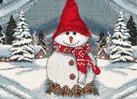 Tovaglia Centrino Runner Tavolo Fantasie Natalizie Centrotavola Cinigliato Made Italy - 40x130 - Pupazzo Di Neve