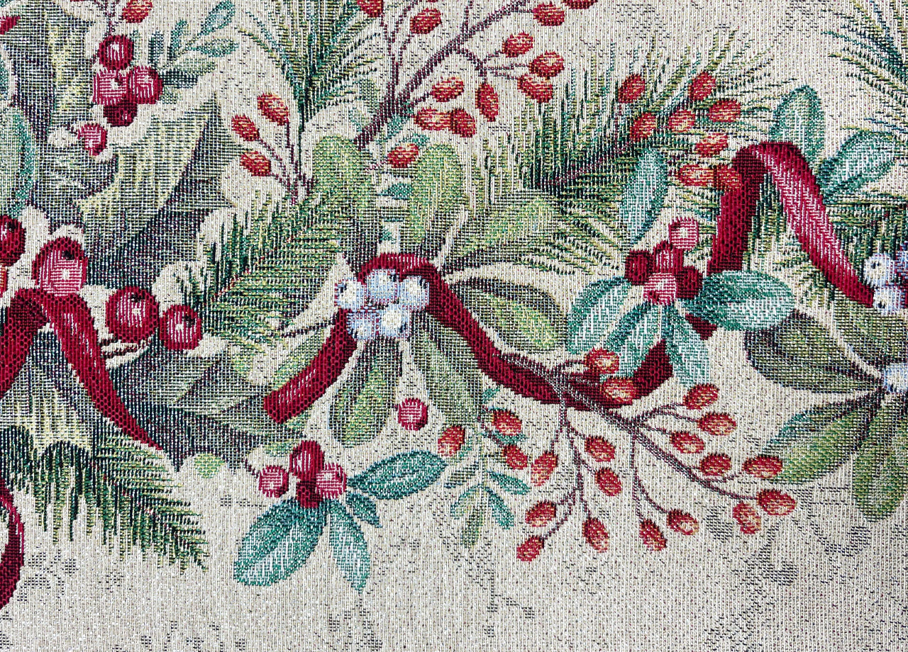 Tovaglia Natale Centrino Runner Centrotavola Natalizio Gobelin Silver Stella 1310 - 100x100 - Silver Stella