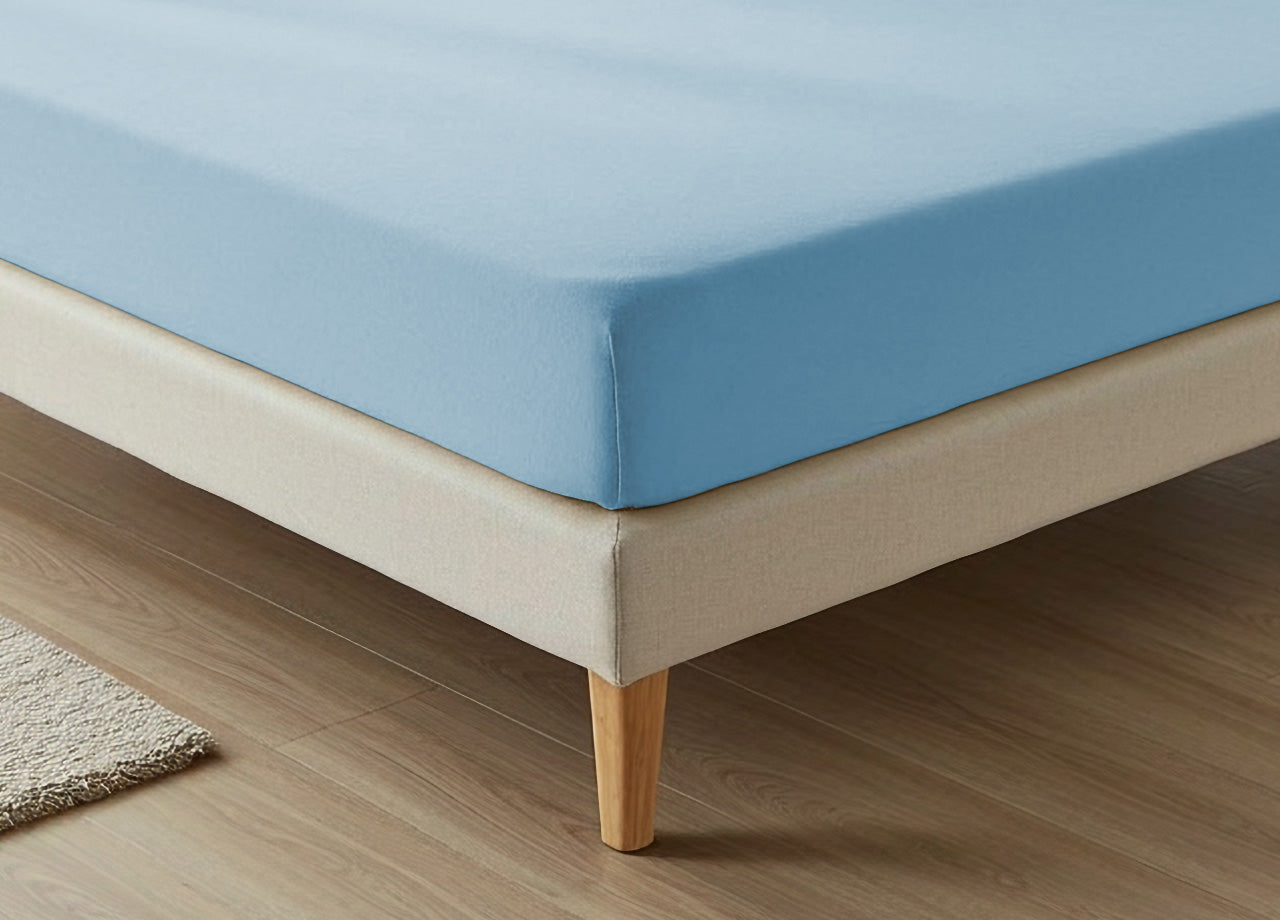 Lenzuola Sotto Con Angoli No Stiro In Tinta Unita Modello Francesca - 2 Piazze - Azzurro