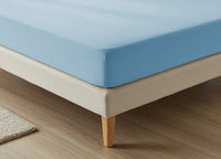 Lenzuola Sotto Con Angoli No Stiro In Tinta Unita Modello Francesca - 2 Piazze - Azzurro