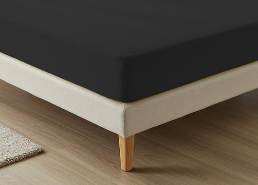 Lenzuola Sotto Con Angoli No Stiro In Tinta Unita Modello Francesca - 2 Piazze - Nero