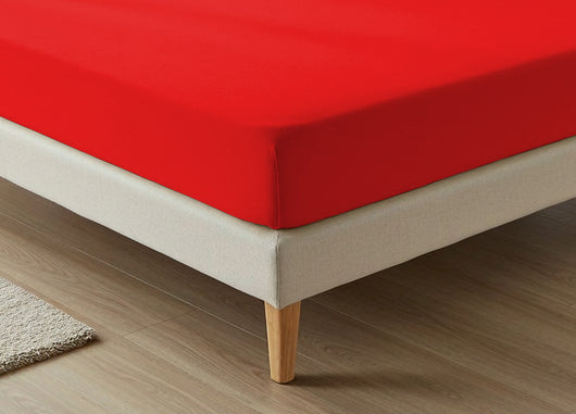 Lenzuola Sotto Con Angoli No Stiro In Tinta Unita Modello Francesca - 2 Piazze - Rosso