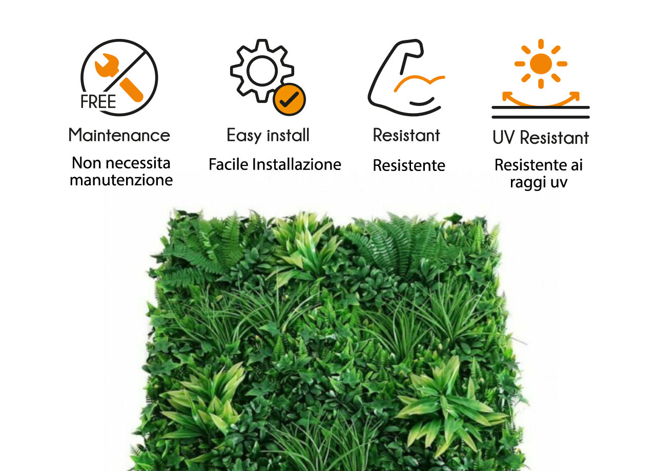 Siepe Artificiale A Parete Decorazione Interni Design Modello Dalia - 50x50 - Dalia