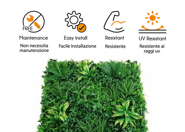 Siepe Artificiale A Parete Decorazione Interni Design Modello Dalia - 50x50 - Dalia