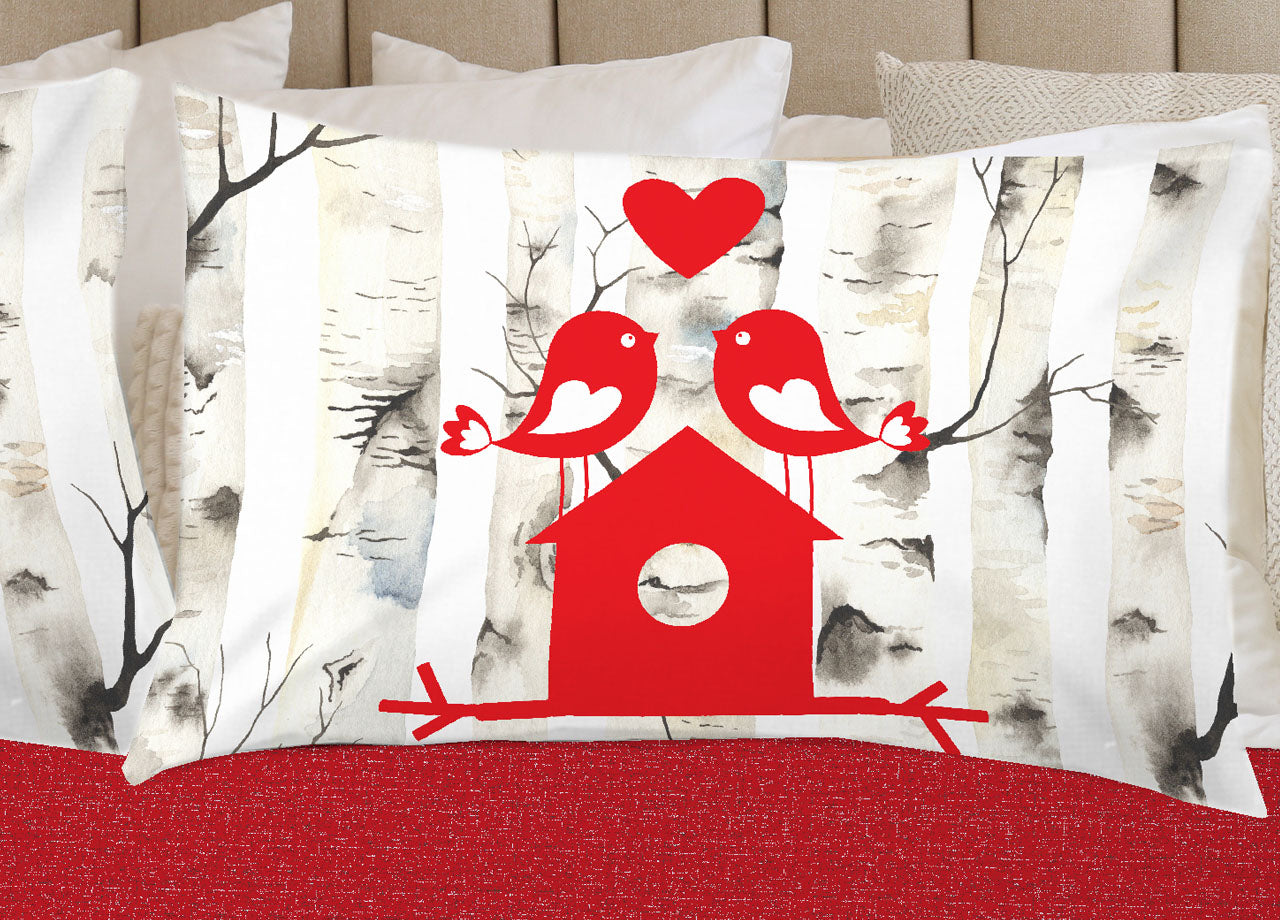 Completo Lenzuola In 100% Cotone Linea Digitale Spin-Off Disegni Vari - Matrimoniale - Birds