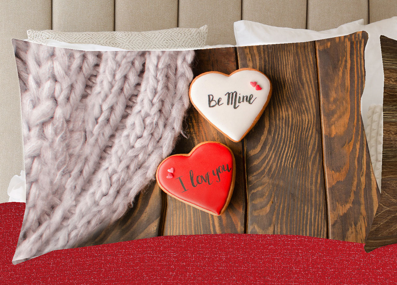 Completo Lenzuola In 100% Cotone Linea Digitale Spin-Off Disegni Vari - Matrimoniale - Biscottini Cuore