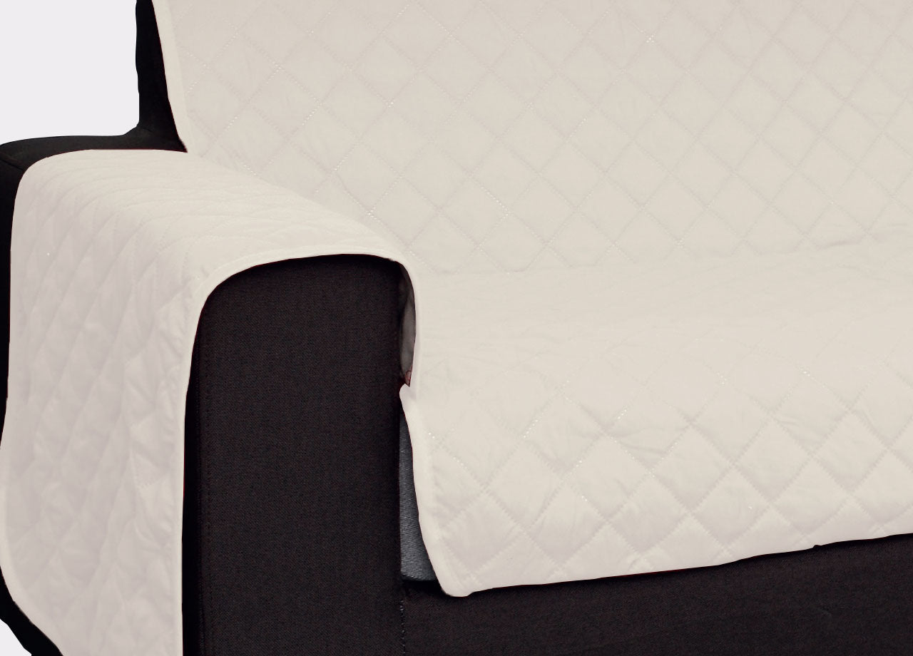 Copridivano Con Penisola Antimacchia Trapuntato Modello Star Colore Panna - 190cm - Panna