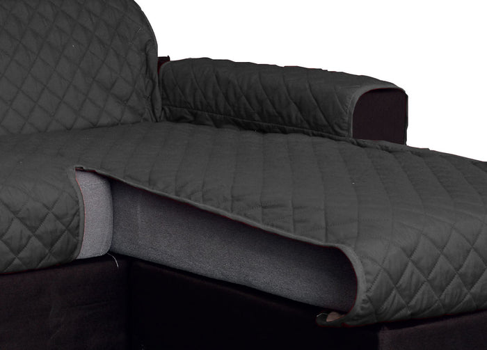 Copridivano Con Penisola Antimacchia Trapuntato Modello Star Colore Grigio Scuro - 190cm - Grigio Scuro