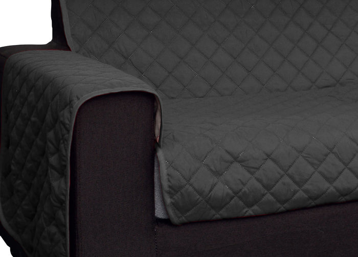 Copridivano Con Penisola Antimacchia Trapuntato Modello Star Colore Grigio Scuro - 190cm - Grigio Scuro