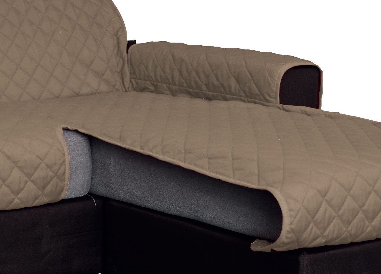 Copridivano Con Penisola Antimacchia Trapuntato Modello Star Colore Tortora - 190cm - Tortora