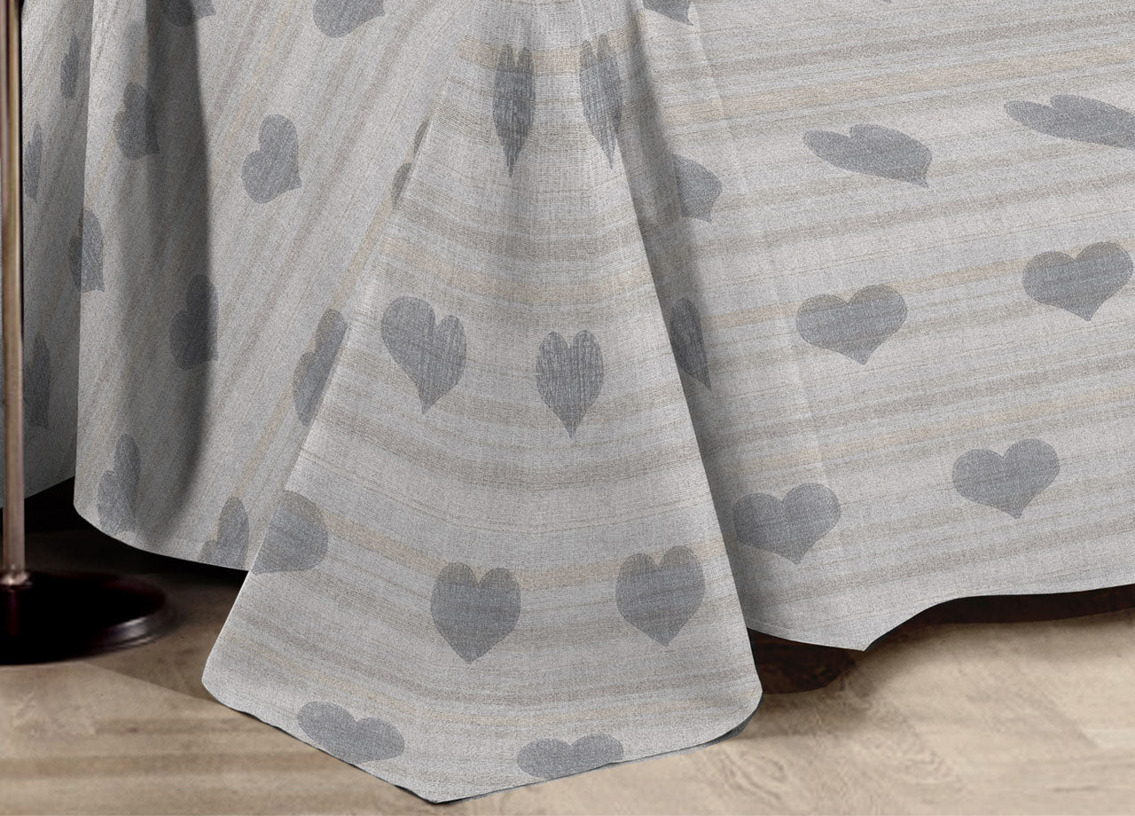 Telo Arredo Multiuso Linea Pensieri Delicati In 100% Cotone Dis Cuori 6979 - Singolo - Grigio