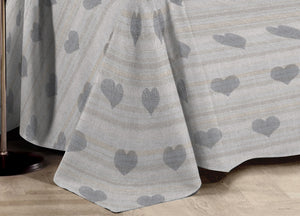 Telo Arredo Multiuso Linea Pensieri Delicati In 100% Cotone Dis Cuori 6979 - Singolo - Grigio