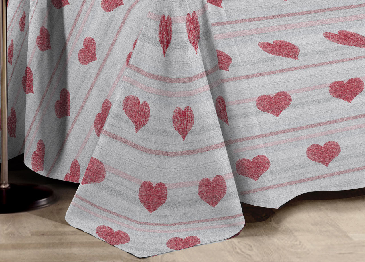 Telo Arredo Multiuso Linea Pensieri Delicati In 100% Cotone Dis Cuori 6979 - Singolo - Rosso