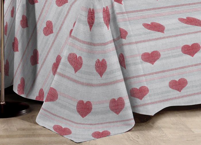 Telo Arredo Multiuso Linea Pensieri Delicati In 100% Cotone Dis Cuori 6979 - Singolo - Rosso