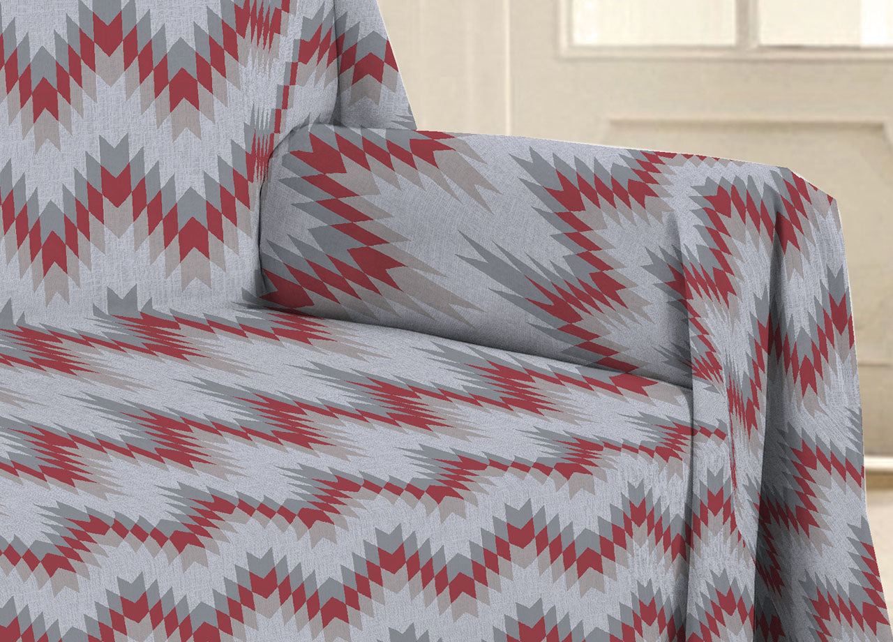 Telo Arredo Multiuso Linea Pensieri Delicati In 100% Cotone Dis Zig Zag 7672 - Singolo - Rosso