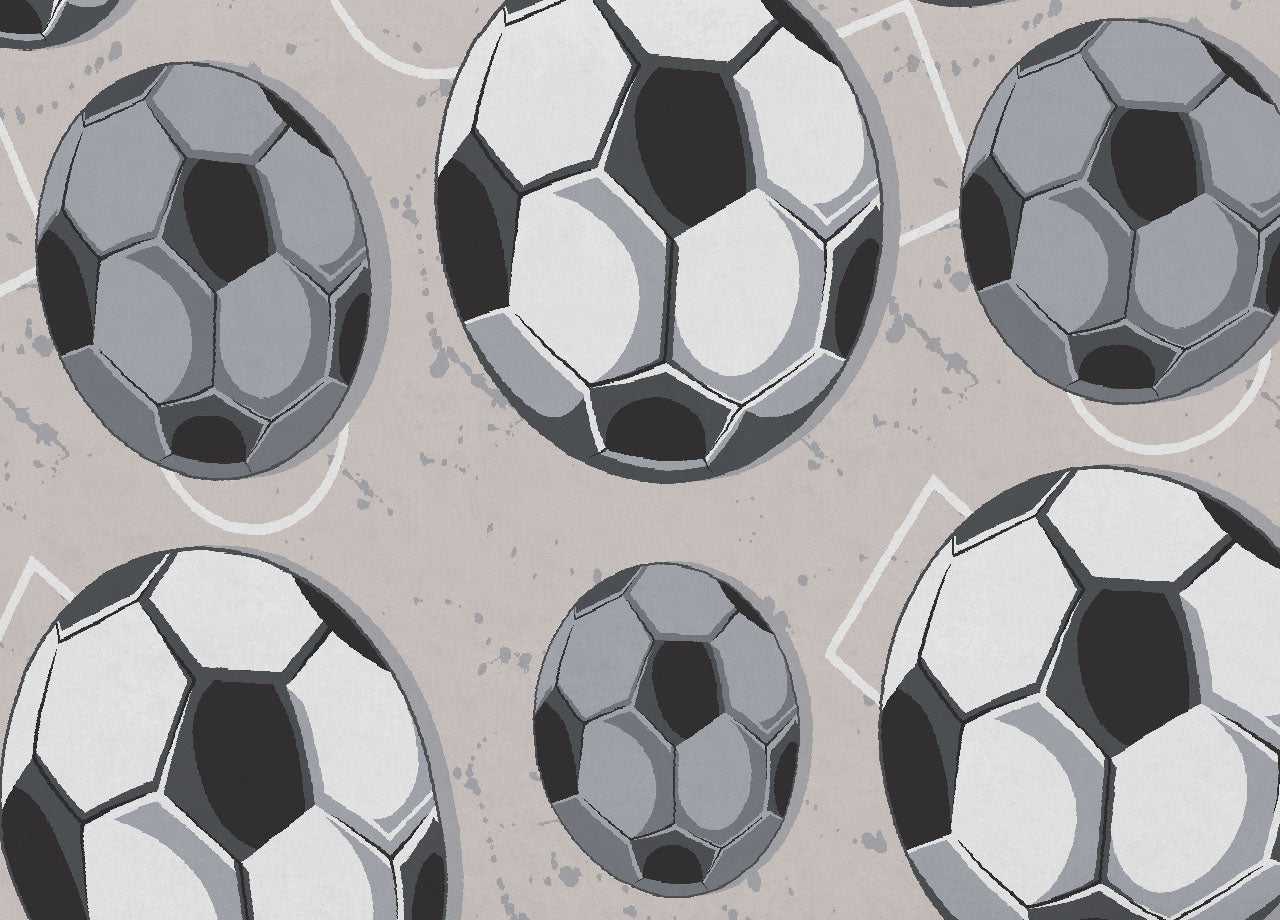 Telo Arredo Multiuso Linea Pensieri Delicati In 100% Cotone Disegno Calcio - Singolo - Grigio