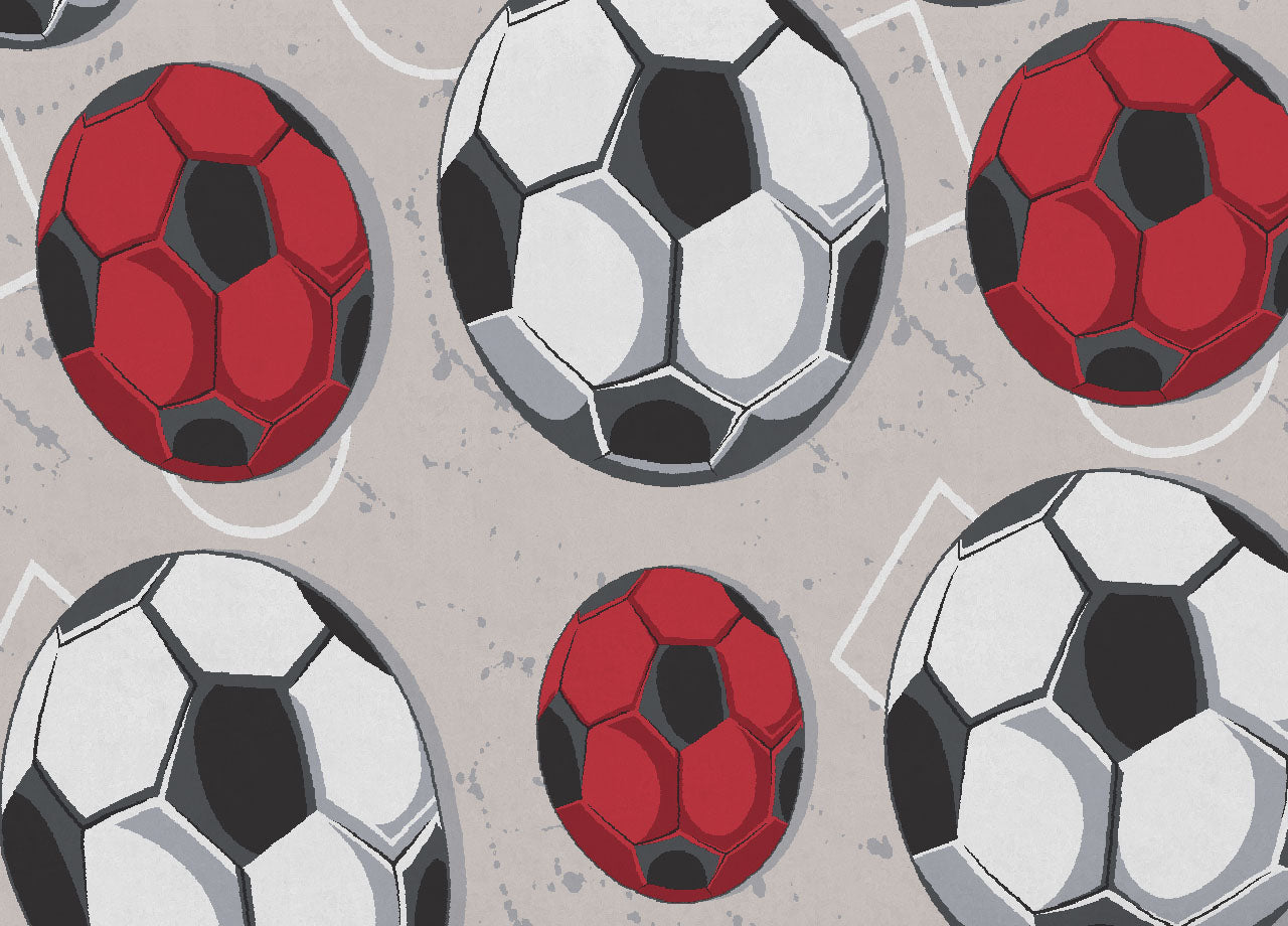 Telo Arredo Multiuso Linea Pensieri Delicati In 100% Cotone Disegno Calcio - Matrimoniale - Rosso