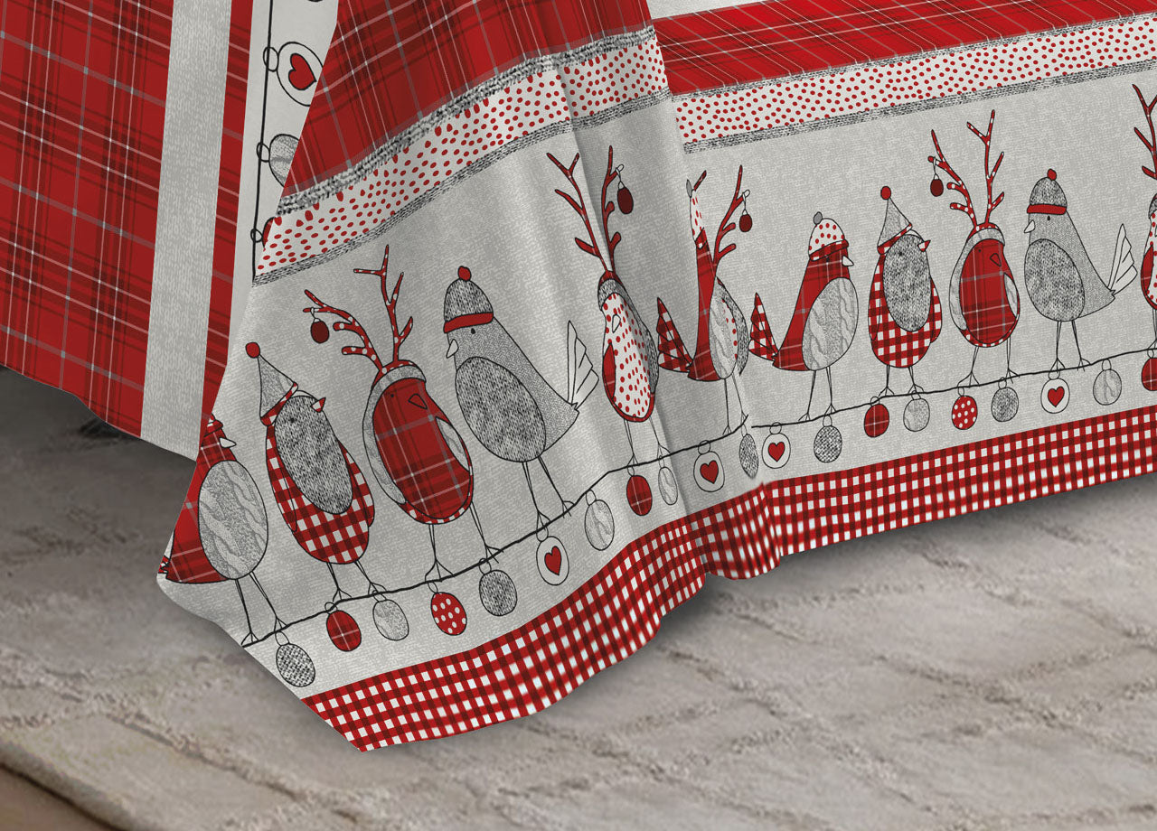 Telo Arredo Granfoulard Copritutto Cotone Copriletto Multiuso Disegni Invernali OB - 2 Piazze - Oliver Rosso