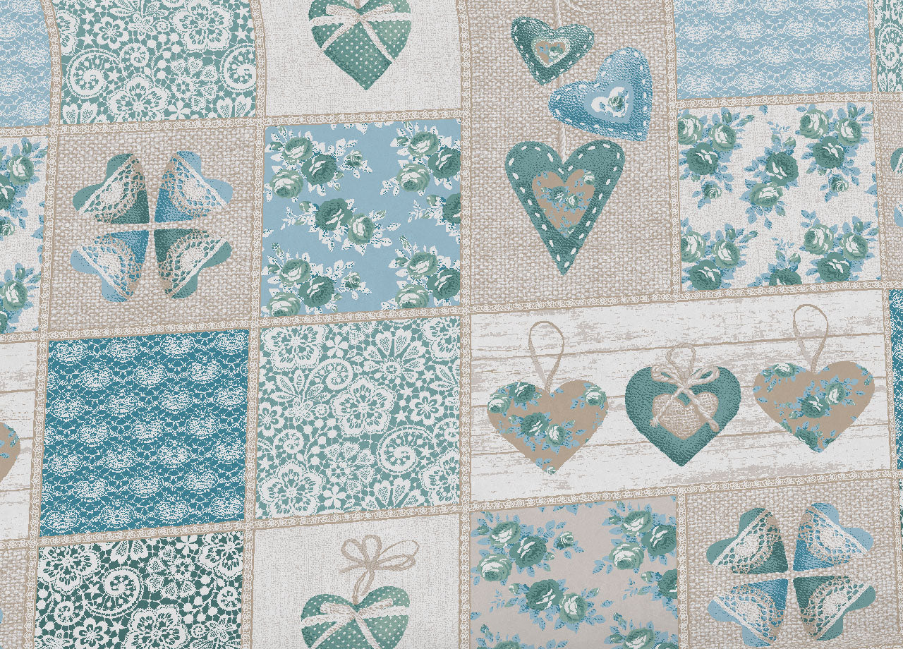 Telo Arredo Multiuso Linea Pensieri Delicati In 100% Cotone Disegno Primavera - Matrimoniale - Verde