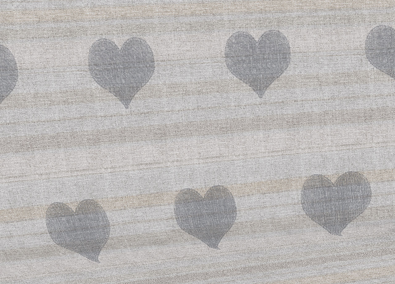 Telo Arredo Multiuso Linea Pensieri Delicati In 100% Cotone Dis Cuori 6979 - Singolo - Grigio