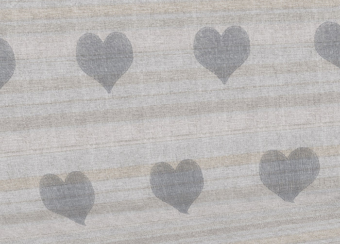 Telo Arredo Multiuso Linea Pensieri Delicati In 100% Cotone Dis Cuori 6979 - Singolo - Grigio