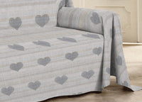 Telo Arredo Multiuso Linea Pensieri Delicati In 100% Cotone Dis Cuori 6979 - Singolo - Grigio