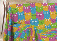Telo Arredo Multiuso Linea Pensieri Delicati In Cotone Disegno Happy Cat Multicolor - Singolo - Multicolor