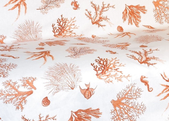 Telo Arredo Granfoulard Copritutto Cotone Made Italy Vari Disegni Arredatutto Copriletto Multiuso - 2 Piazze - Corallo Arancio